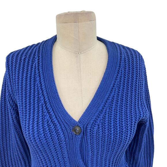 3.1 Phillip Lim Cardigan‎ Sweater Cotton Ribbed Knit Buttons Blue Size XS - Picture 3 of 14